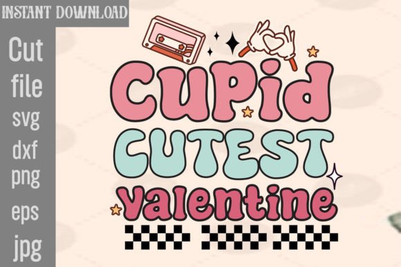 Cupid Cutest Valentine Retro PNG Graphics for Crafts