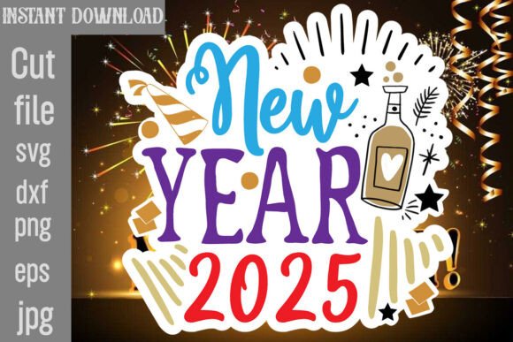 New Year 2025 SVG Cut File: Graphics for Crafts & Content