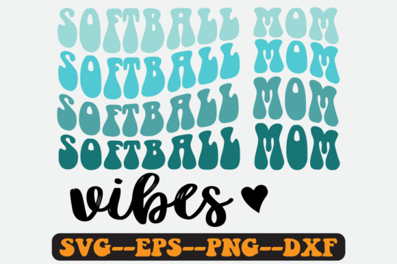 Softball Mom Vibes Quote Retro SVG